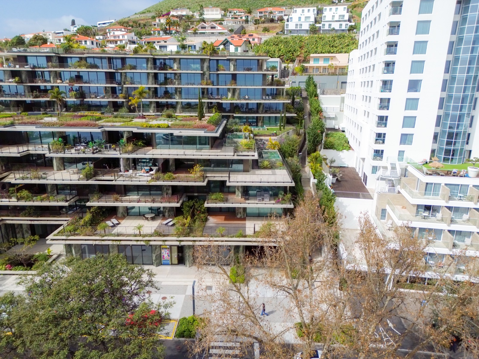 Modern open-plan apartment interior with Atlantic view on Madeira