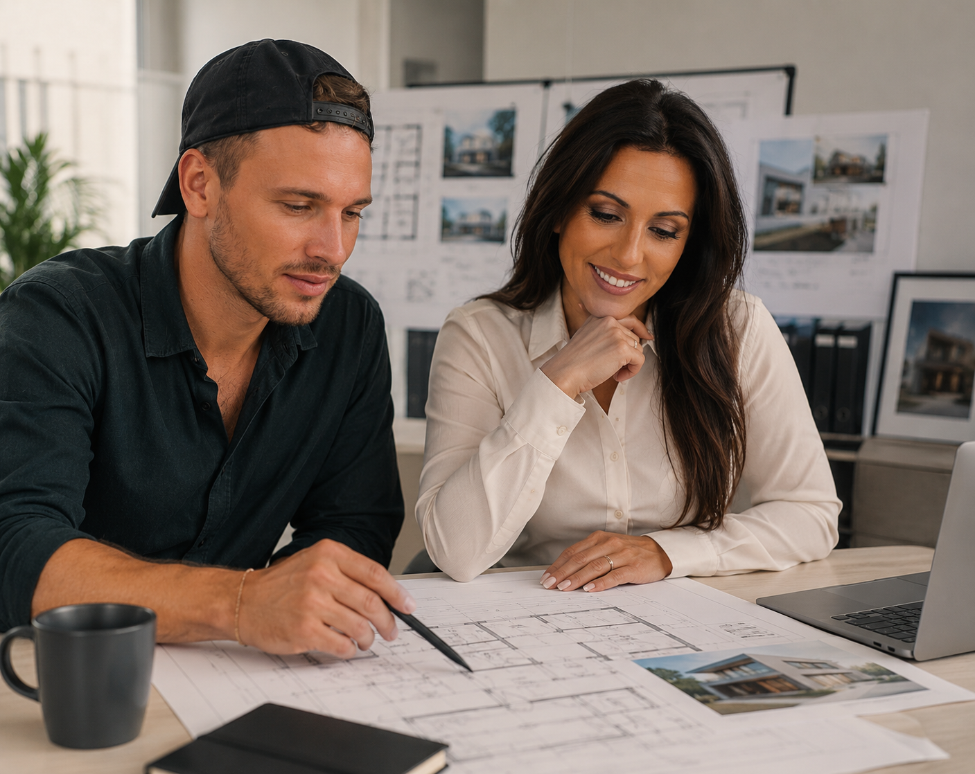 Micaela De Sousa und Stefan Kling besprechen gemeinsam Immobilienpläne